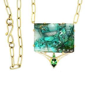 Quartz and Tsavorite necklace